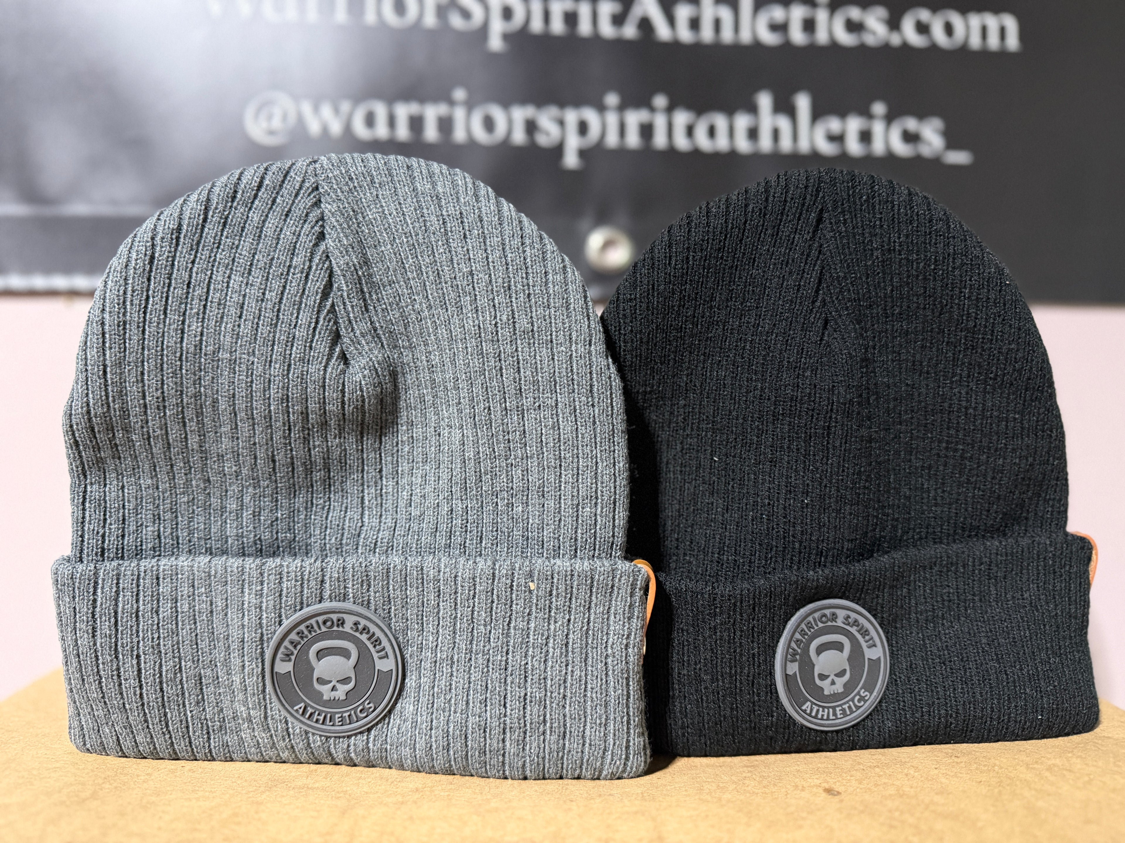 Beanies - winter beanie with Warrior Spirit Athletics PVC patch logo
