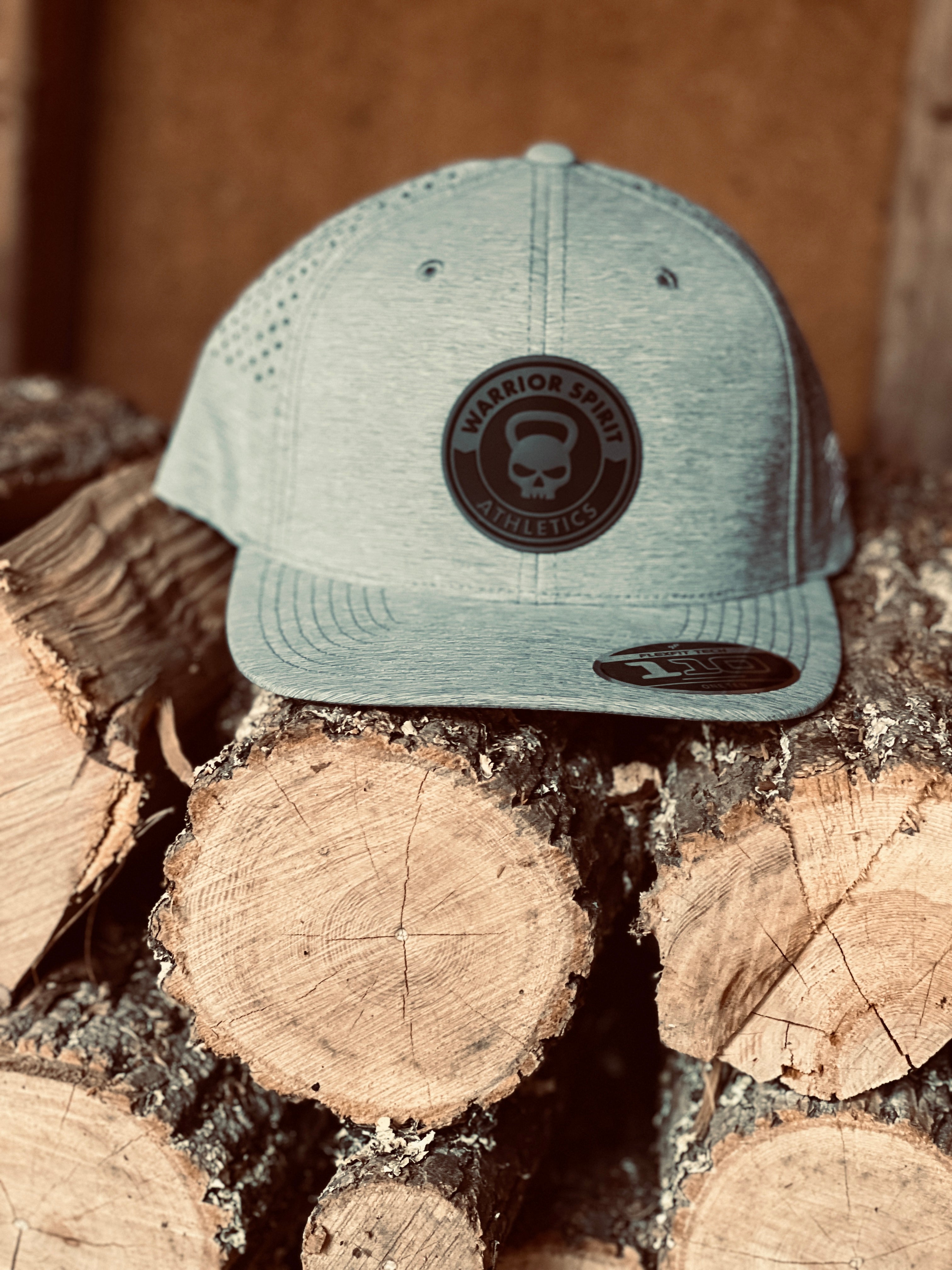 Performance Hat - gray athletic cap with PVC logo